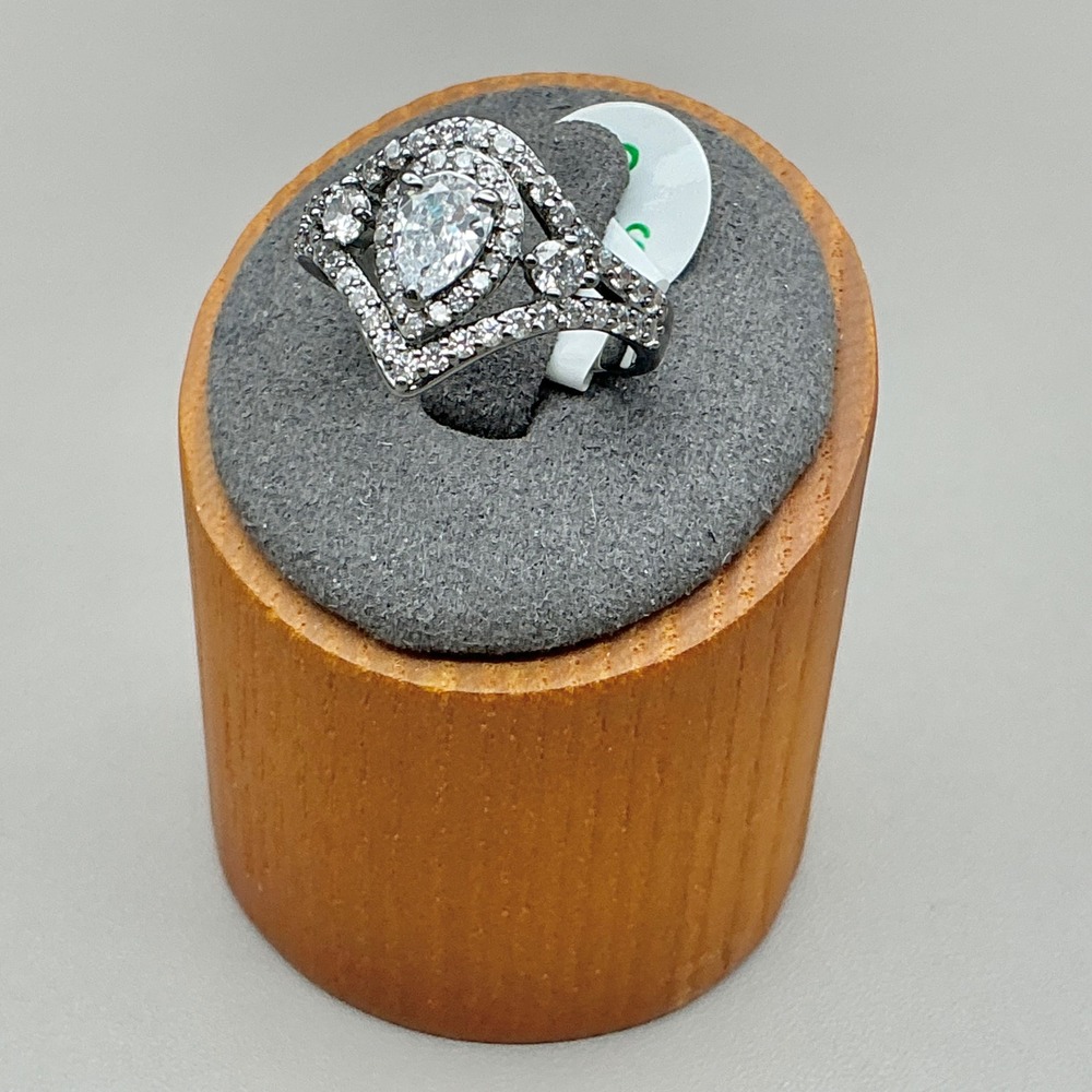 Bomb Party The Wow Factor Ring Womens Hematite Plated Pear Cubic Zirconia Size 8